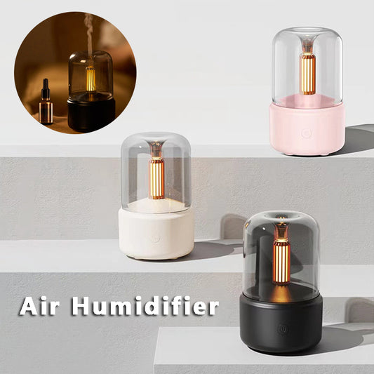 Portable Candlelight Air Humidifier – Cool Mist Aroma Diffuser with LED Ambient Light