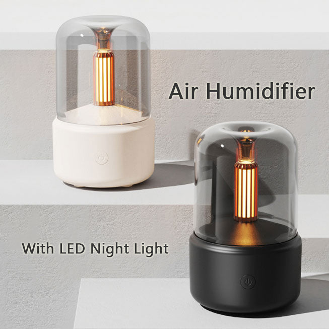 Portable Candlelight Air Humidifier – Cool Mist Aroma Diffuser with LED Ambient Light