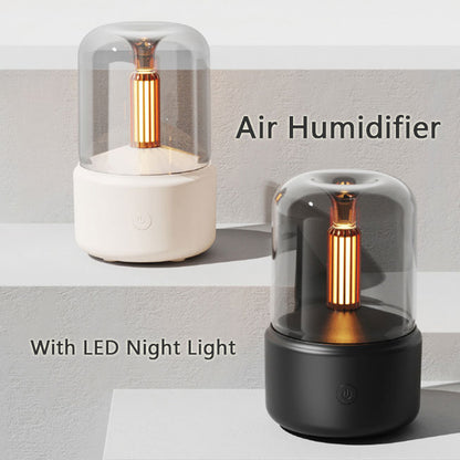 Portable Candlelight Air Humidifier – Cool Mist Aroma Diffuser with LED Ambient Light