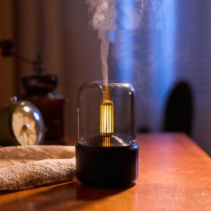 Portable Candlelight Air Humidifier – Cool Mist Aroma Diffuser with LED Ambient Light