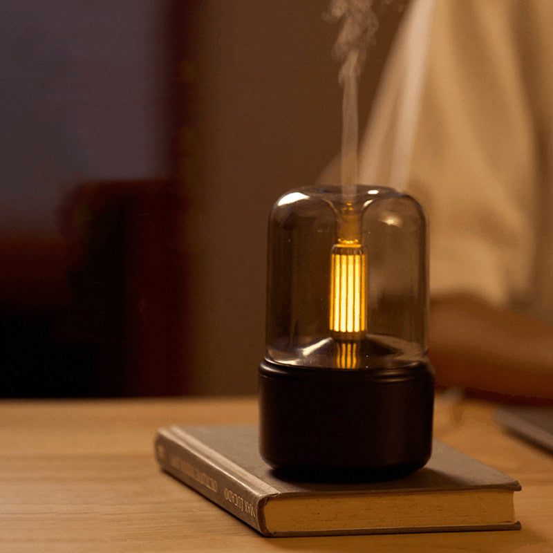 Portable Candlelight Air Humidifier – Cool Mist Aroma Diffuser with LED Ambient Light
