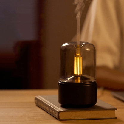 Portable Candlelight Air Humidifier – Cool Mist Aroma Diffuser with LED Ambient Light